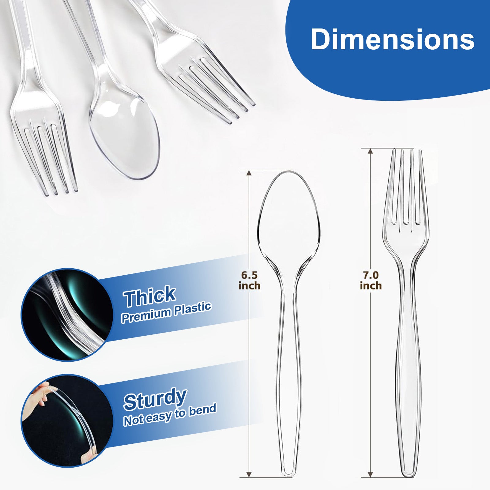 BYSNOW 360 Pack Clear Plastic Forks and Spoons, Disposable Silverware, Utensils Cutlery Set, 180 Forks, 180 Spoons