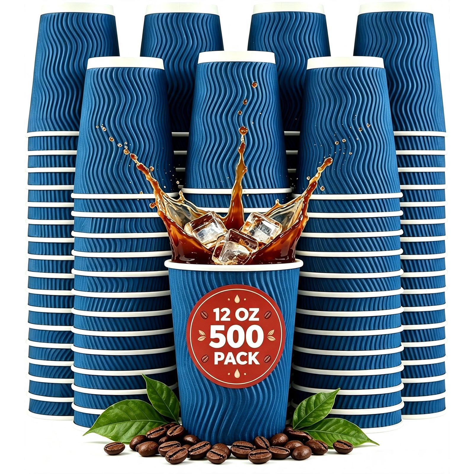 BYSNOW 8/12/16 oz Paper Coffee Cups, Disposable Hot Drinking Cups, 100 Count