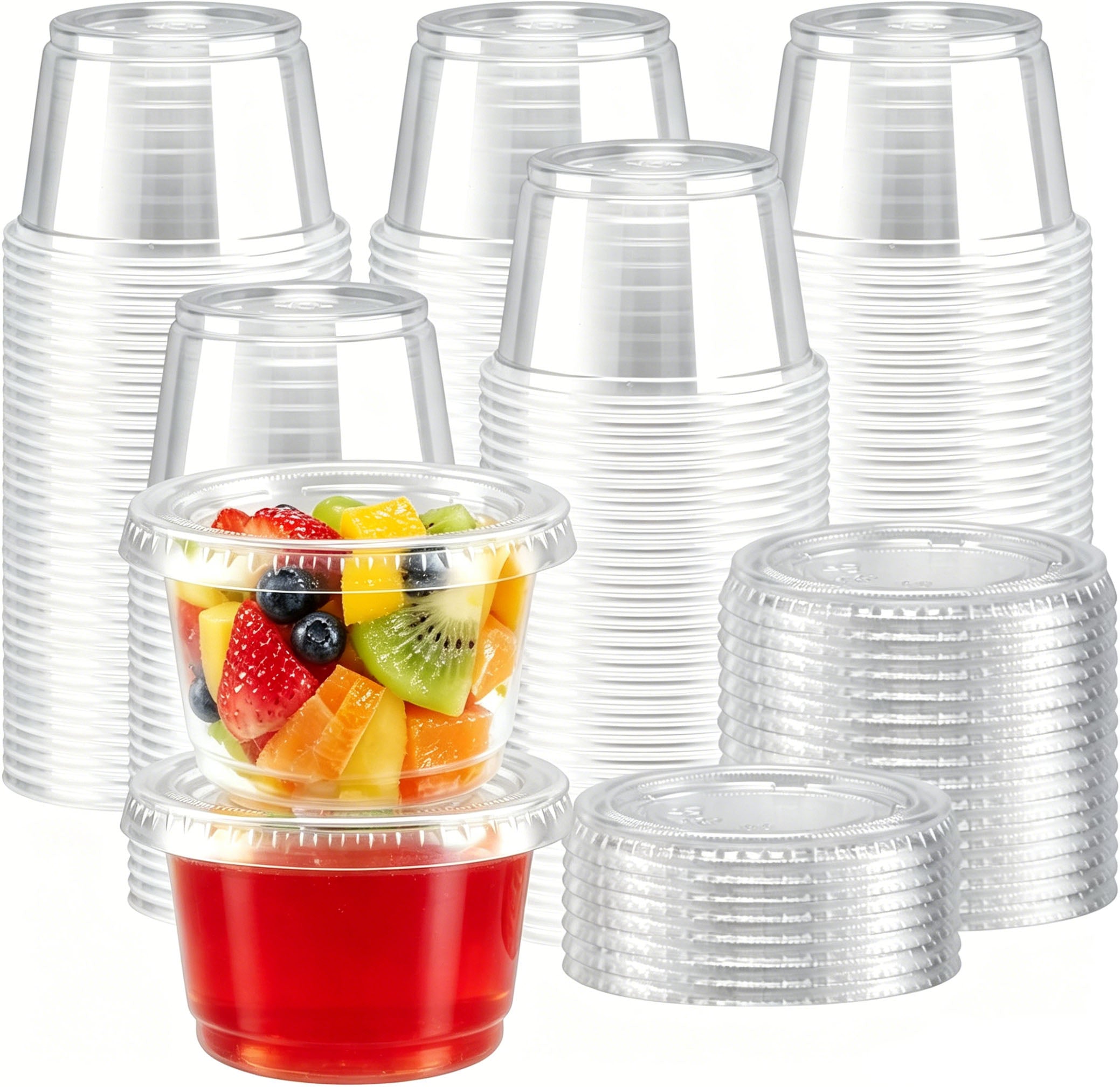 BYSNOW 1/2/4/5.5 oz Jello Shot Cups with Lids, Portion Cups with Lids, Condiment Cups, 360 Count