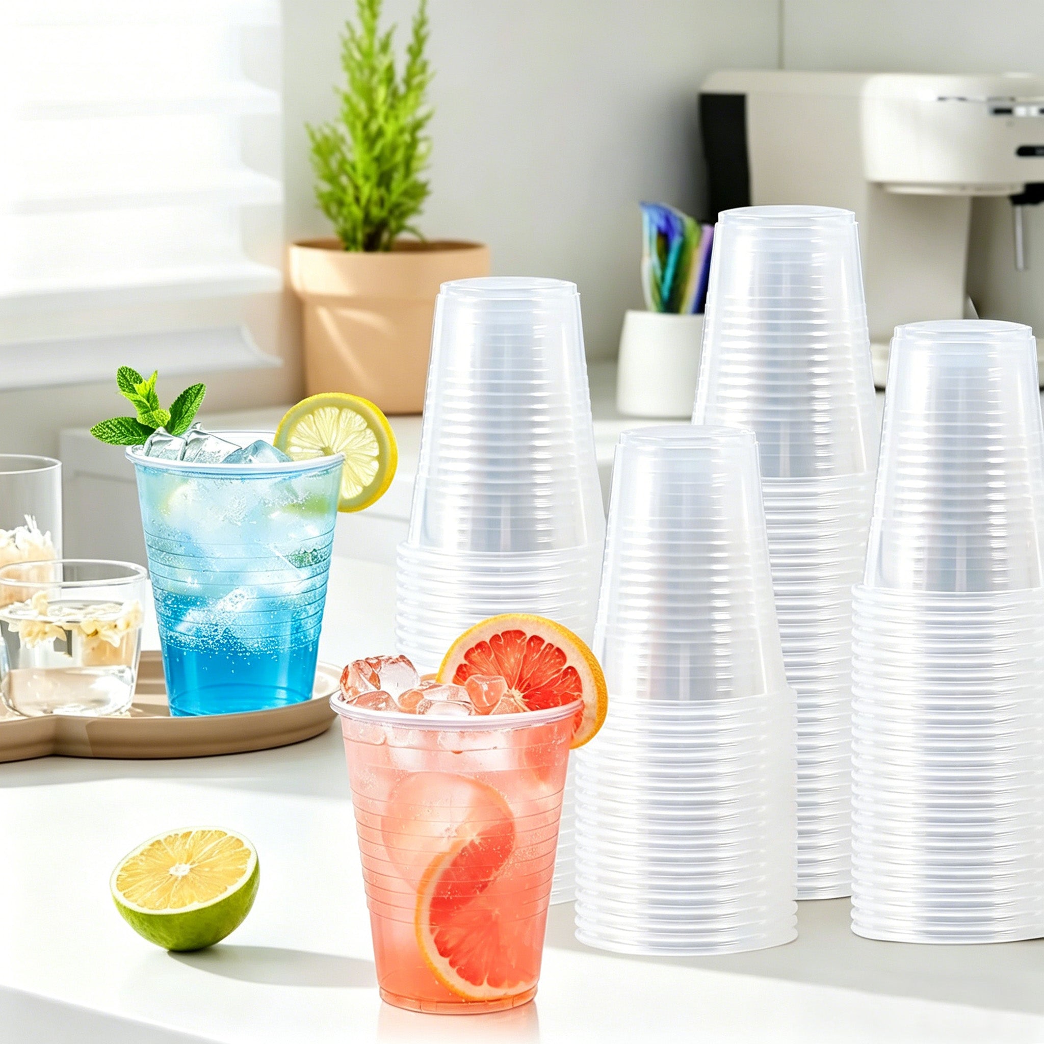 BYSNOW 9 oz Clear Plastic Cups, Disposable Plastic Cups for for Party, 300/600 Count