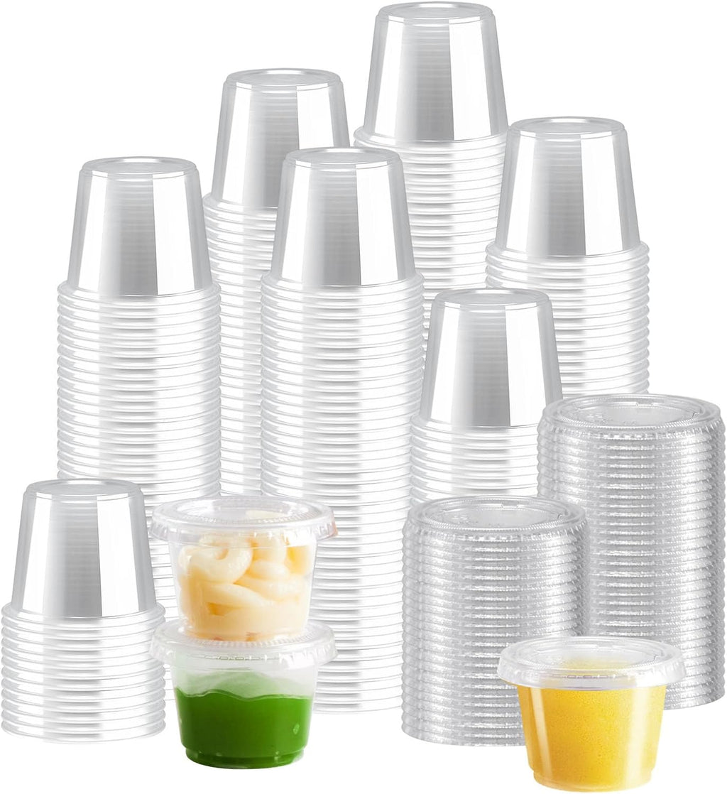 BYSNOW 1/2/4/5.5 oz Jello Shot Cups with Lids, Portion Cups with Lids, Condiment Cups, 360 Count