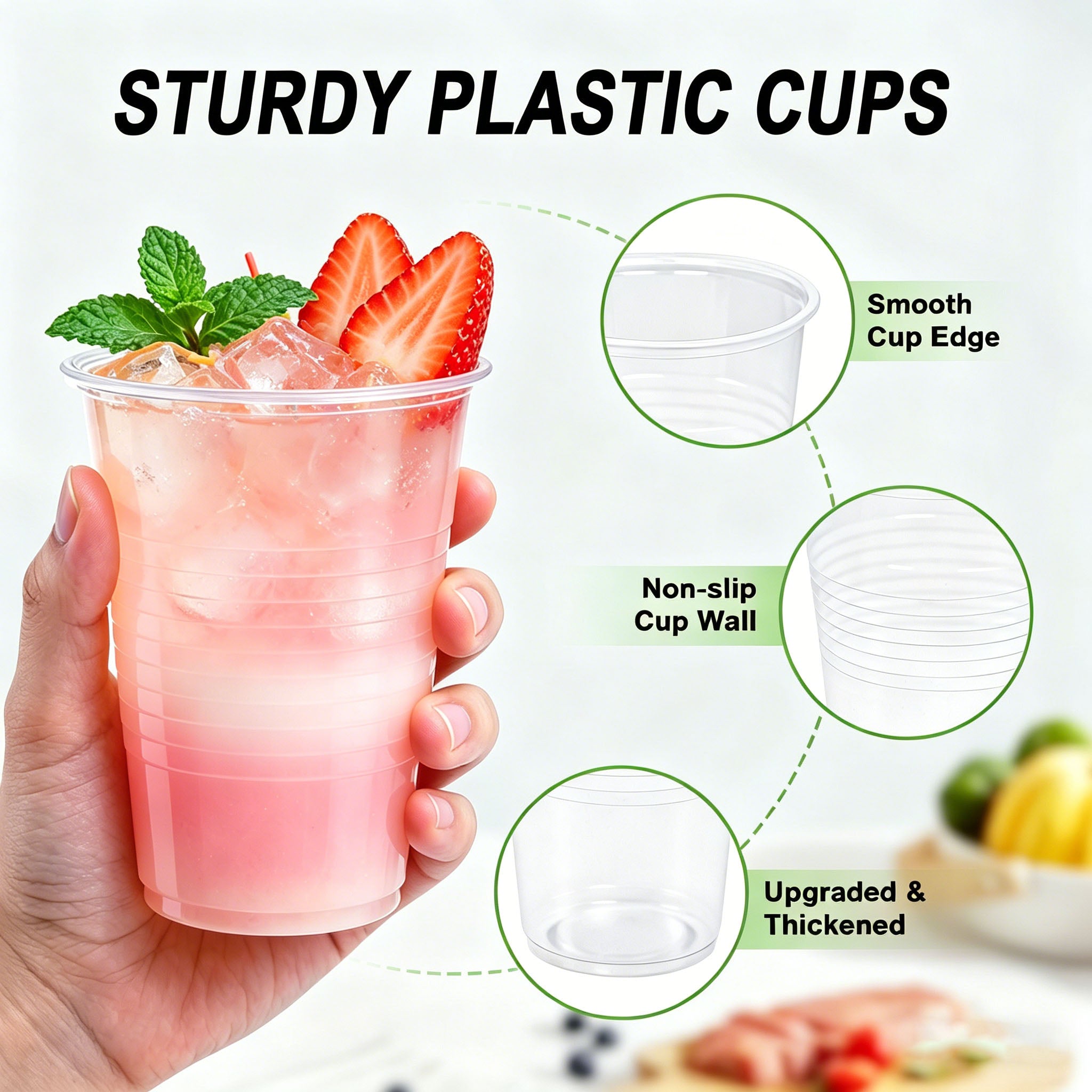 BYSNOW 9 oz Clear Plastic Cups, Disposable Plastic Cups for for Party, 300/600 Count