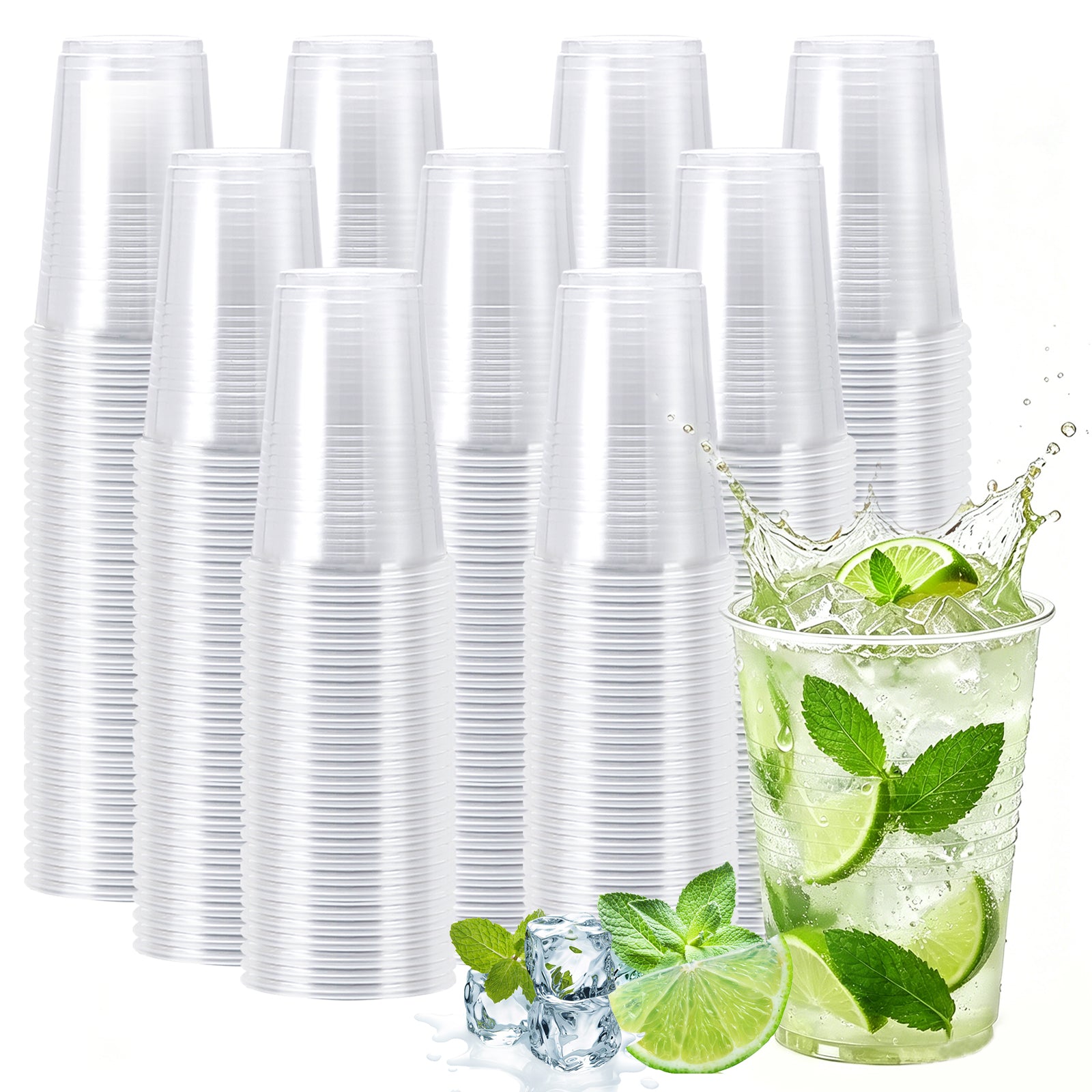 BYSNOW 9 oz Clear Plastic Cups, Disposable Plastic Cups for for Party, 300/600 Count