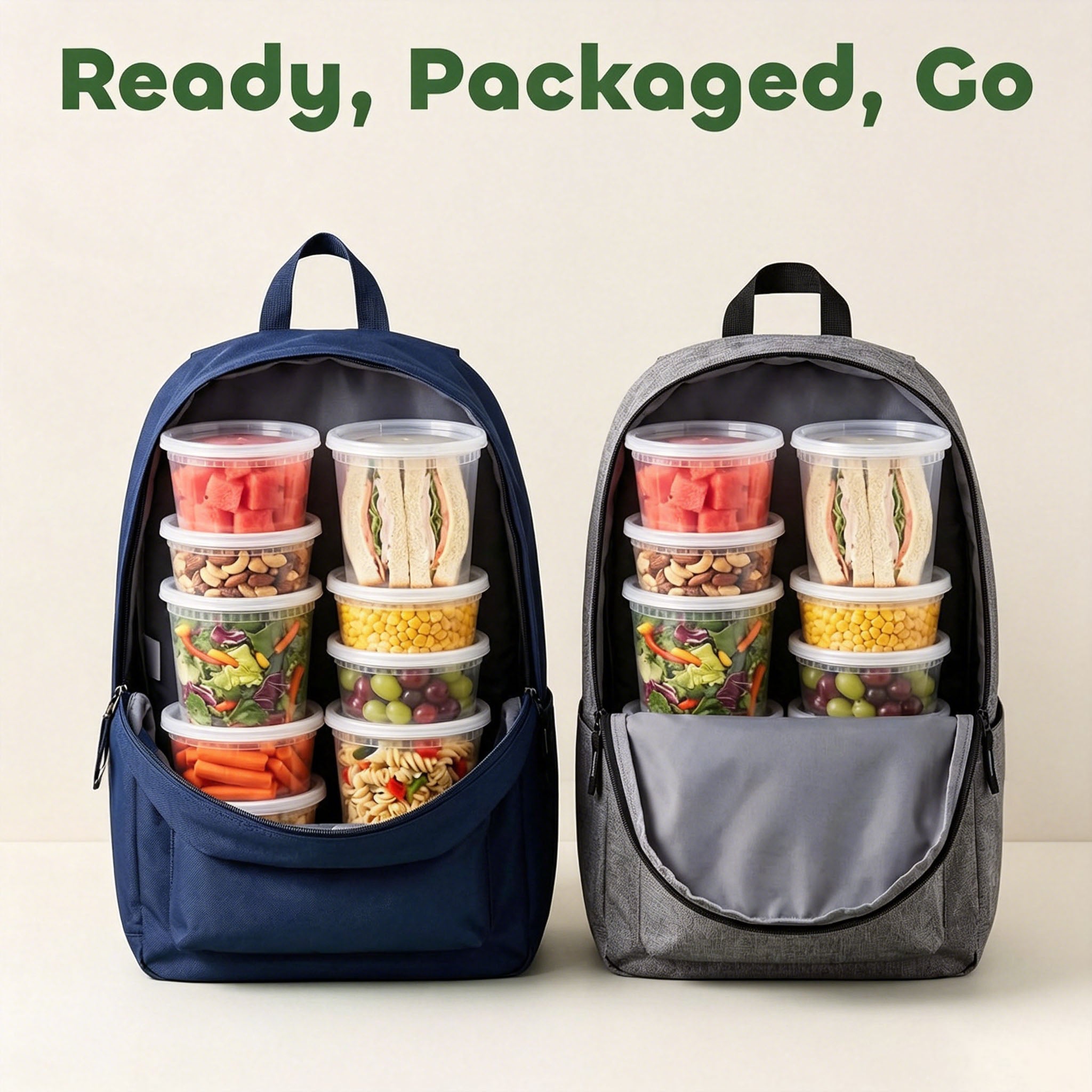 BYSNOW Deli Containers with Lids 48 Sets, Deli Cups with Lids 8oz 16oz 32oz, Deli Food Storage Containers, Plastic Soup Containers Reusable, BPA Free, Leakproof, Microwave, Freezer & Dishwasher Safe
