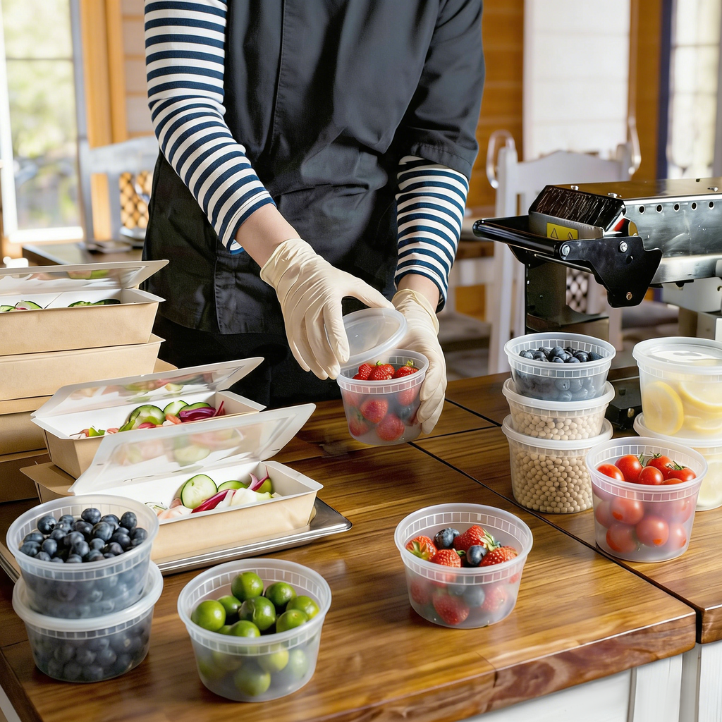 BYSNOW Deli Containers with Lids 48 Sets, Deli Cups with Lids 8oz 16oz 32oz, Deli Food Storage Containers, Plastic Soup Containers Reusable, BPA Free, Leakproof, Microwave, Freezer & Dishwasher Safe