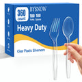 BYSNOW 360 Pack Clear Plastic Forks and Spoons, Disposable Silverware, Utensils Cutlery Set, 180 Forks, 180 Spoons