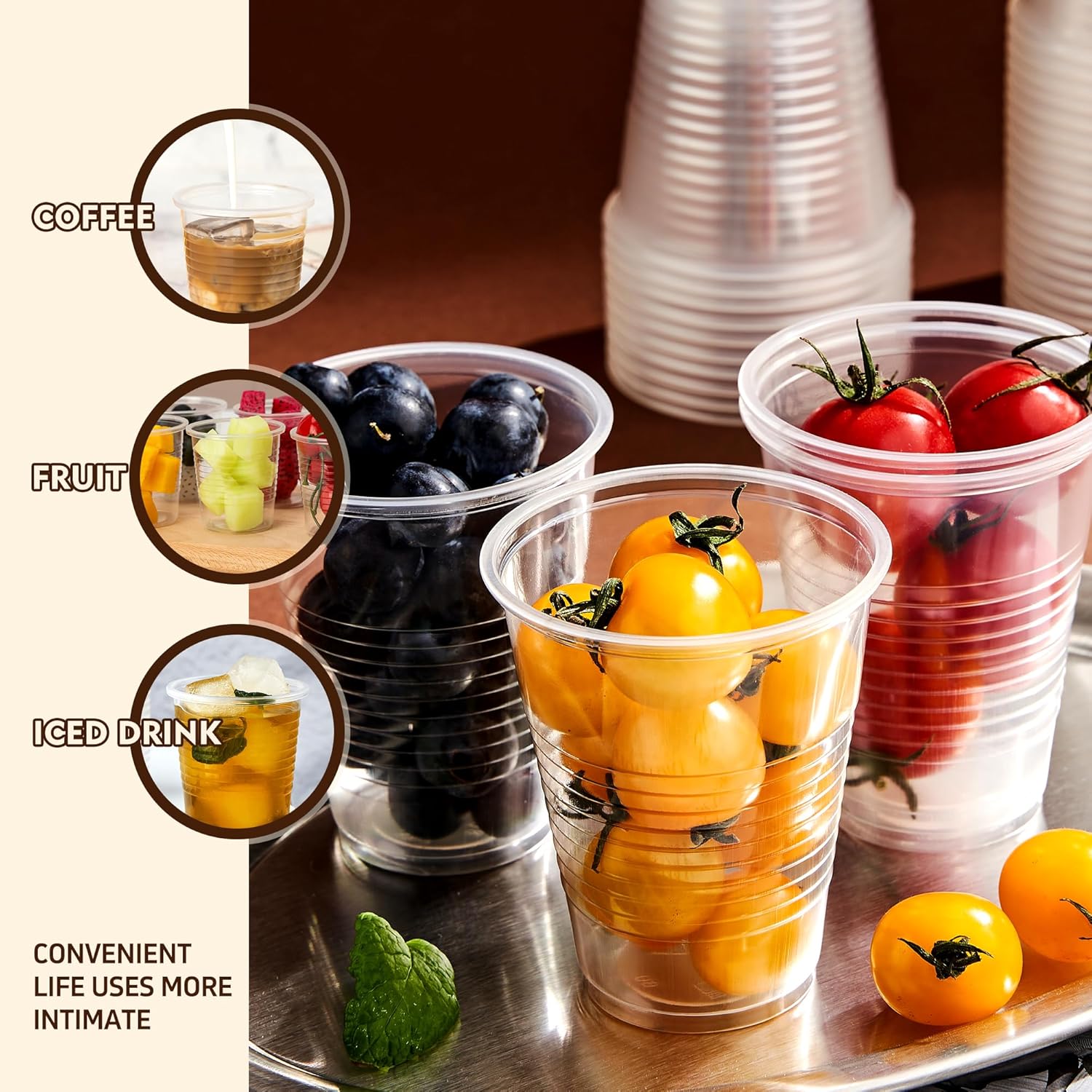 BYSNOW 9 oz Clear Plastic Cups, Disposable Plastic Cups for for Party, 300/600 Count