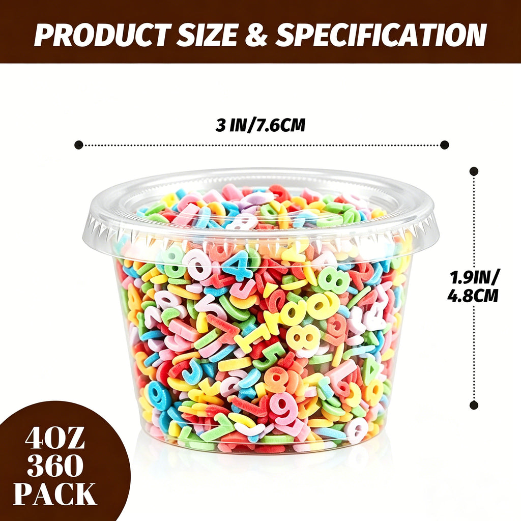 BYSNOW 1/2/4/5.5 oz Jello Shot Cups with Lids, Portion Cups with Lids, Condiment Cups, 360 Count