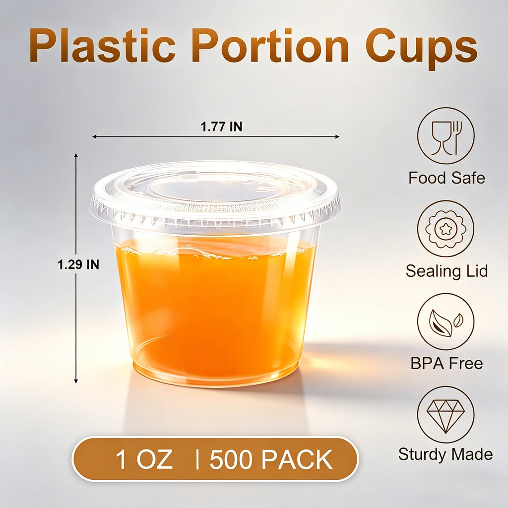 BYSNOW 1/2/4/5.5 oz Jello Shot Cups with Lids, Portion Cups with Lids, Condiment Cups, 360 Count
