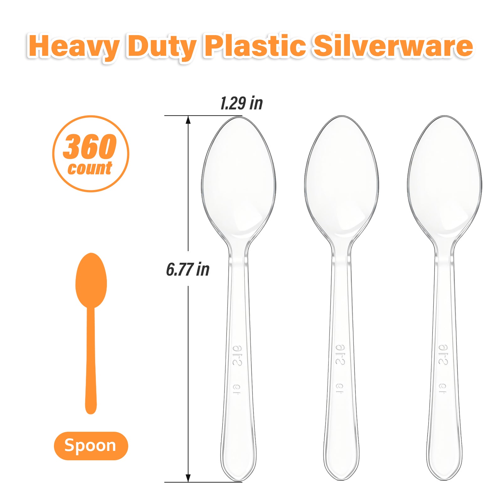 BYSNOW Clear Plastic Spoons, Disposable Soup Spoons, Plastic Utensils, 360 Count