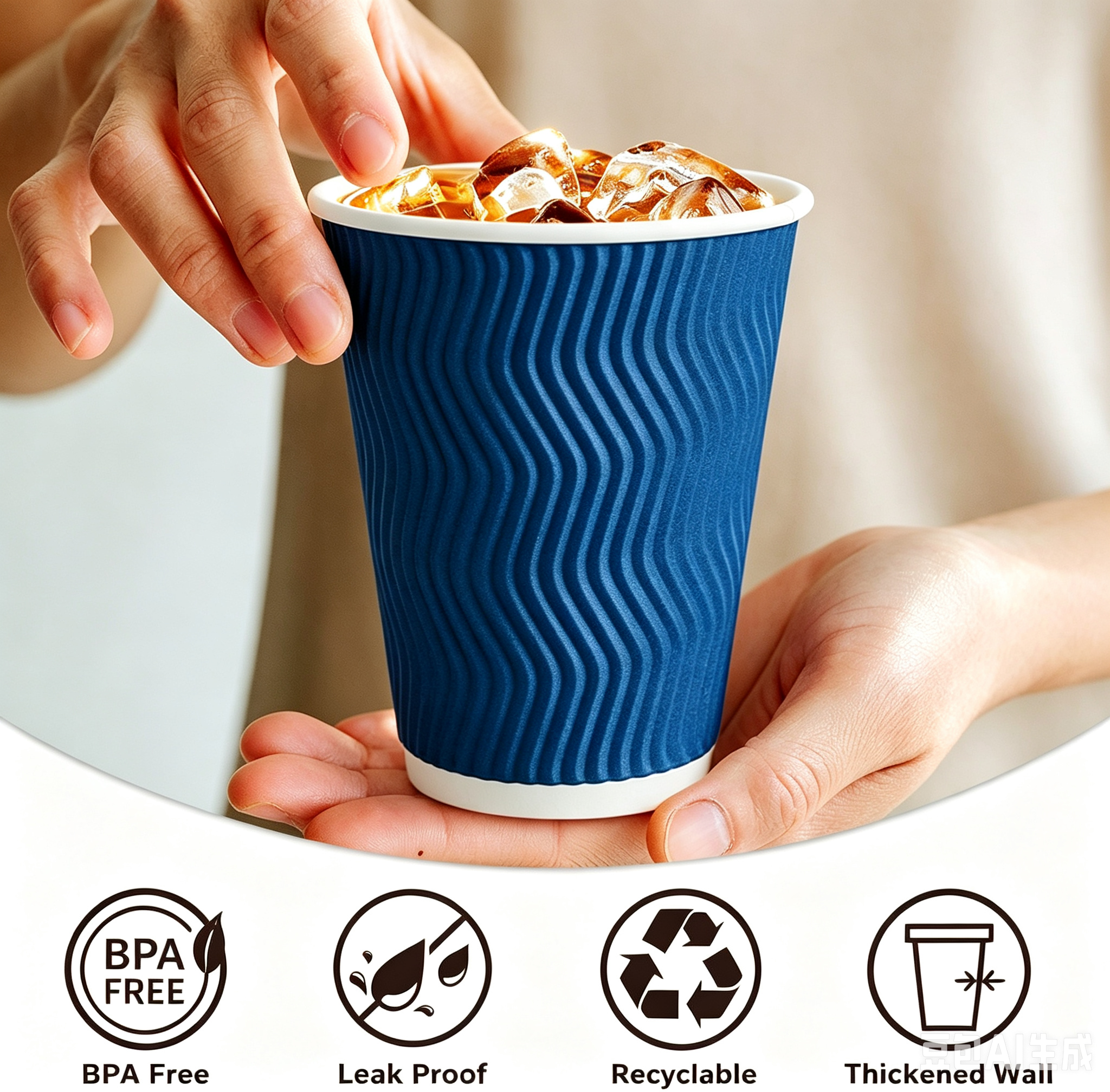 BYSNOW 12/16oz Disposable Coffee Cups with Lids, Insulated Paper Cups with Lids, 100 Pack