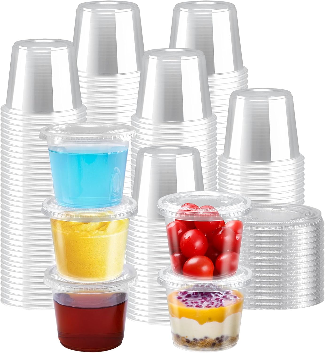BYSNOW 1/2/4/5.5 oz Jello Shot Cups with Lids, Portion Cups with Lids, Condiment Cups, 360 Count