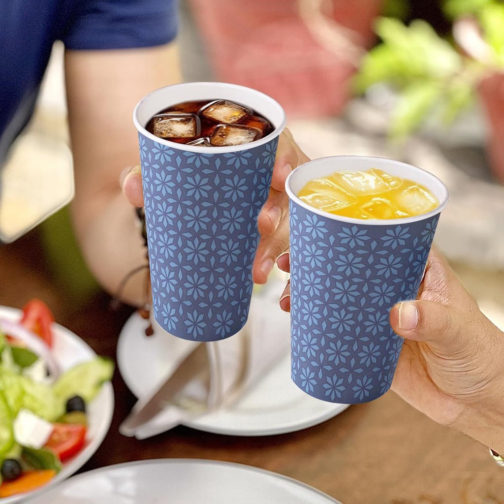 BYSNOW 8/12/16 oz Disposable Paper Cups, Hot/Cold Coffee Cups, 100 Count