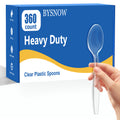 BYSNOW Clear Plastic Spoons, Disposable Soup Spoons, Plastic Utensils, 360 Count