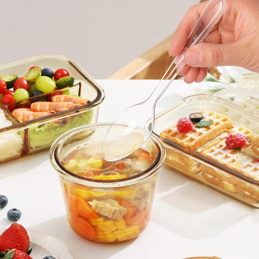 BYSNOW Clear Plastic Spoons, Disposable Soup Spoons, Plastic Utensils, 360 Count