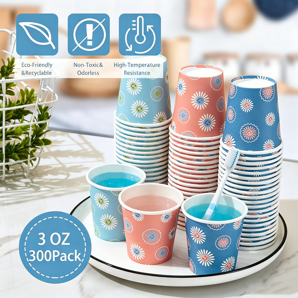 BYSNOW 3/5 oz Disposable Paper Cups, Small Bathroom Cups, Sample Cups, 300 Count