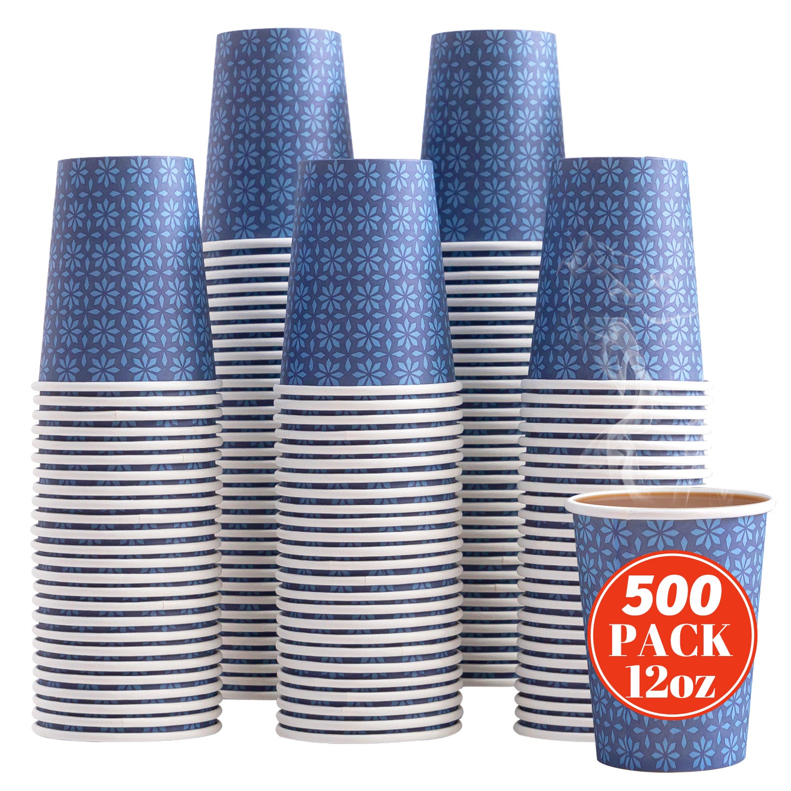 BYSNOW 8/12/16 oz Disposable Paper Cups, Hot/Cold Coffee Cups, 100 Count