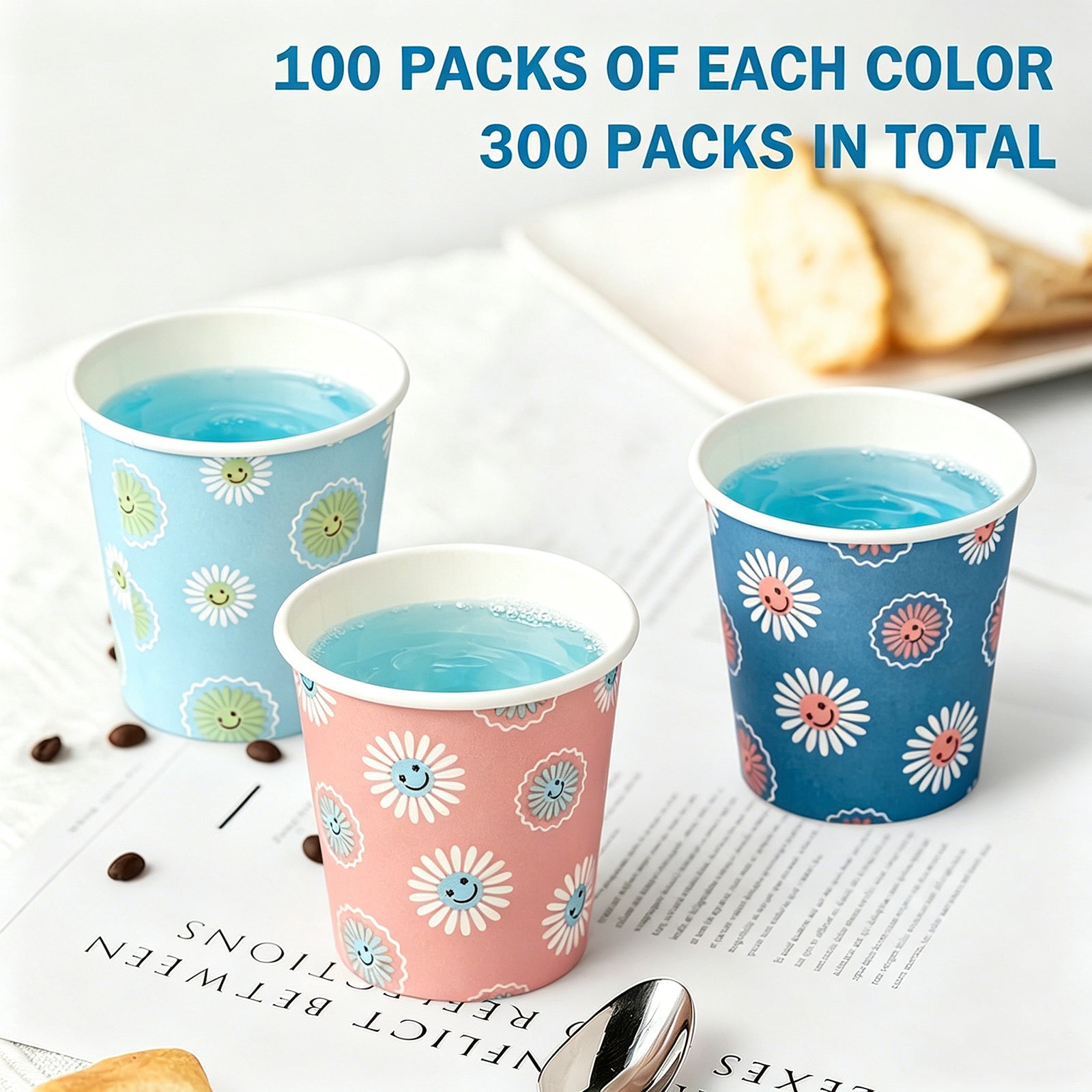 BYSNOW 3/5 oz Disposable Paper Cups, Small Bathroom Cups, Sample Cups, 300 Count