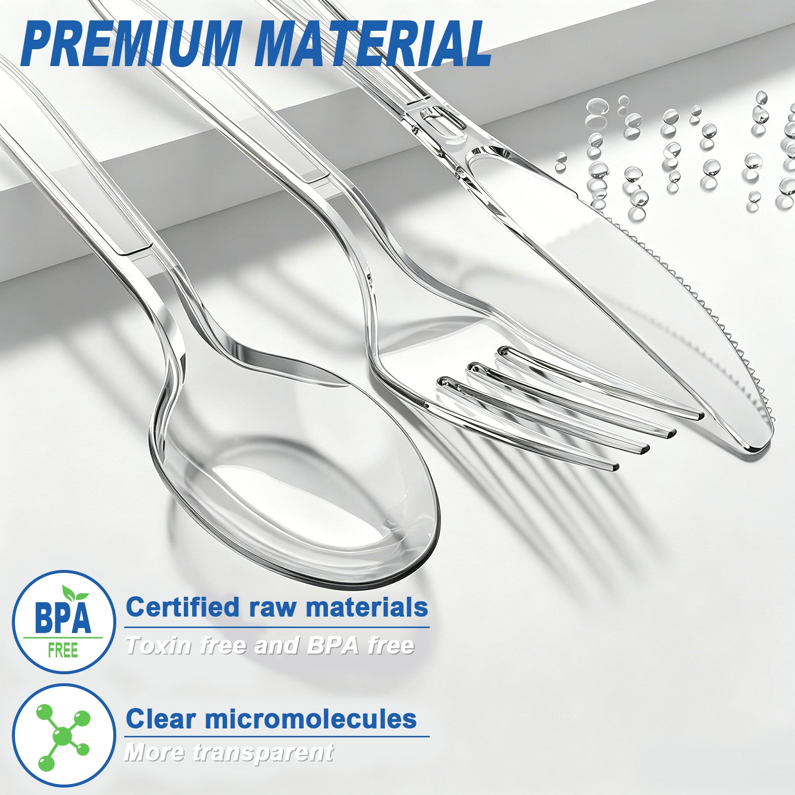 BYSNOW 360 Pack Clear Plastic Silverware Set, Disposable Plastic Flatware, 150 Forks 150 Spoons 60 Knives, BPA Free Heat Resistant