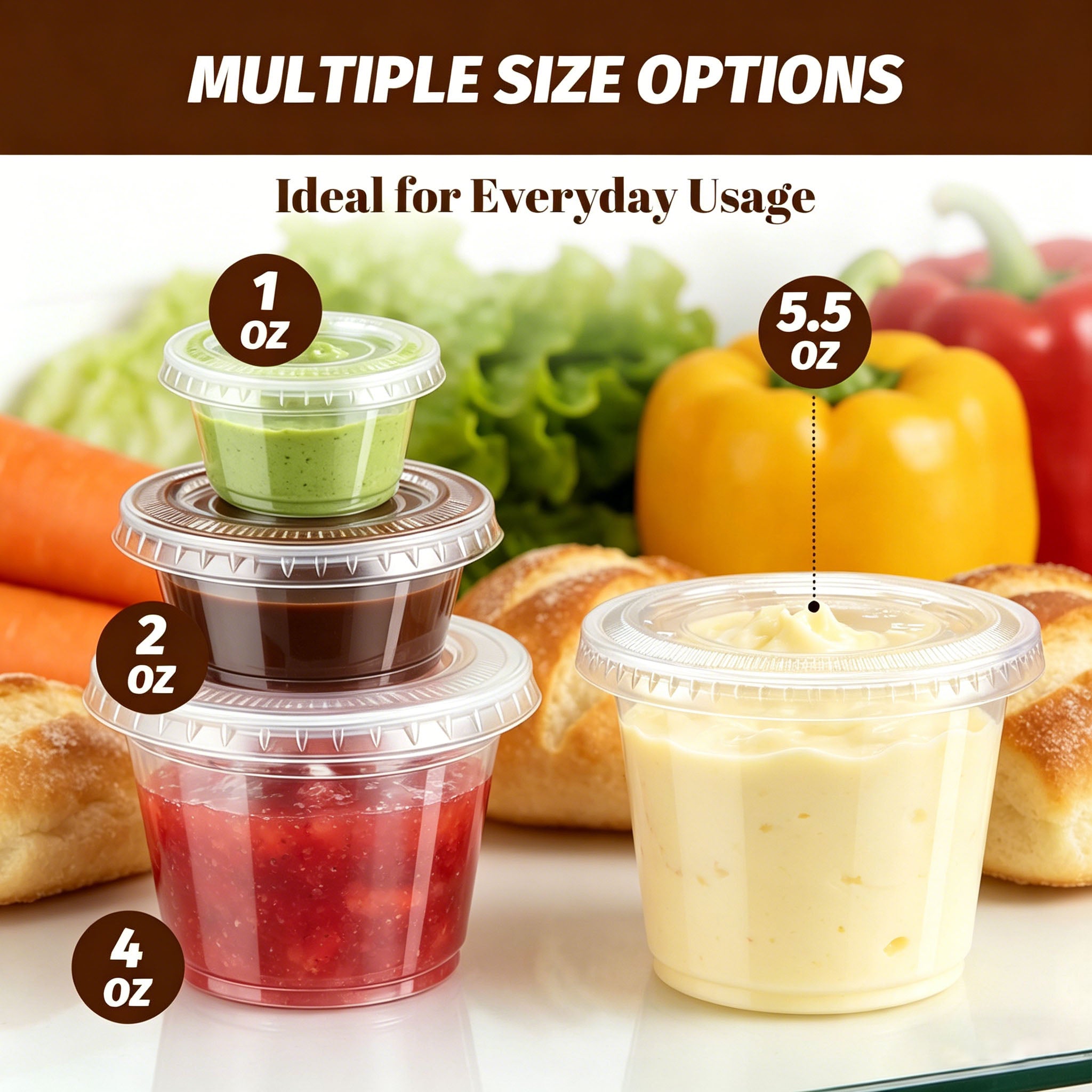 BYSNOW 1/2/4/5.5 oz Jello Shot Cups with Lids, Portion Cups with Lids, Condiment Cups, 360 Count