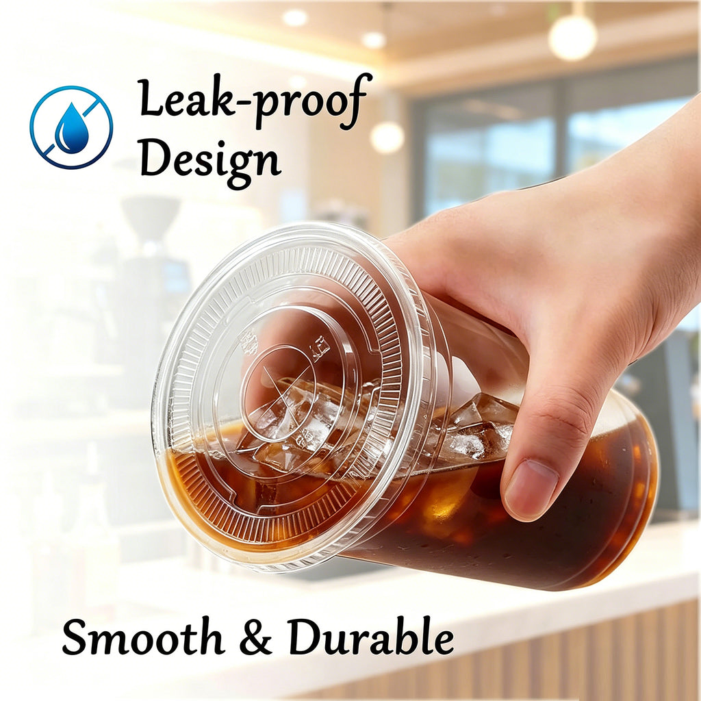BYSNOW 16/20/24 oz Clear Plastic Cups with Lids and Straws, Disposable Iced Coffee Cups, 100 Count